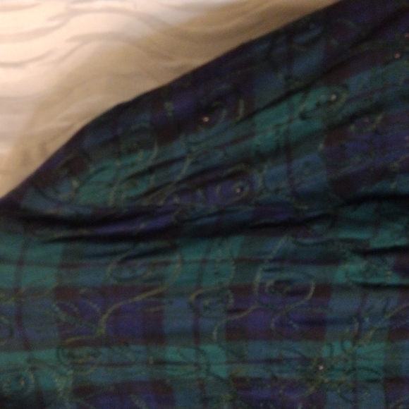 Rare VTG L.G.S. Embellished Embroidered Sz 14 Plaid long sleeve buttonup Blouse - Picture 4 of 11